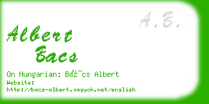 albert bacs business card